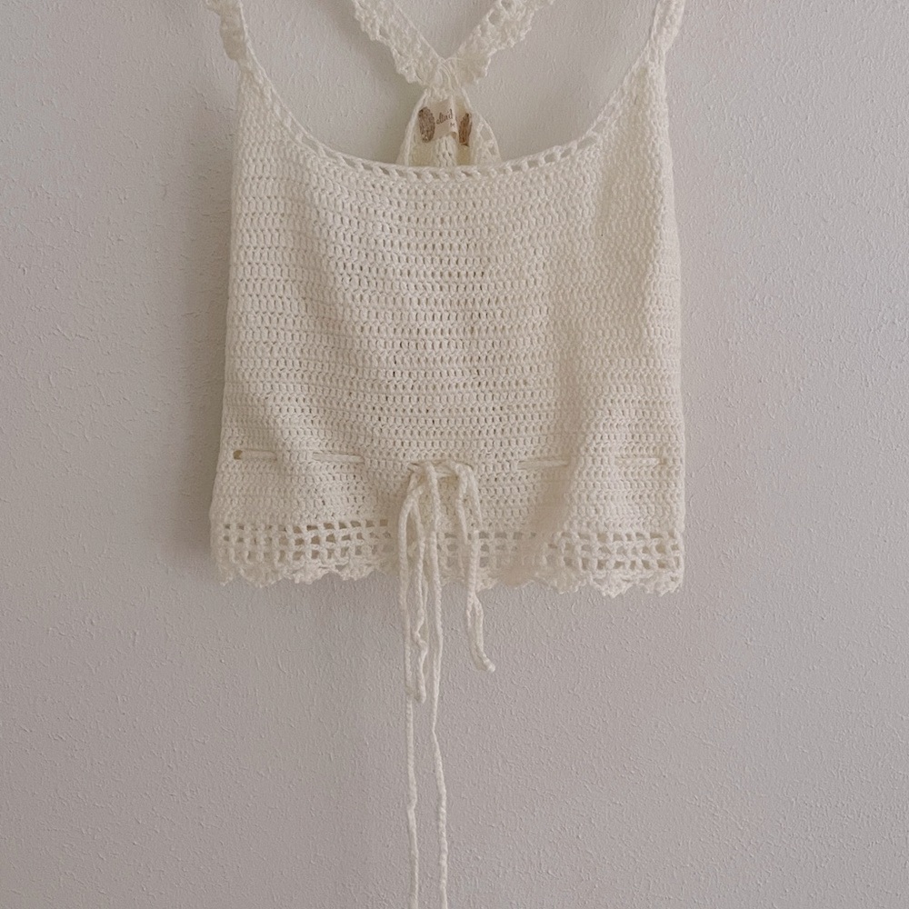 Altar’d State Crochet Crop Tank Top Ivory - Picture 5 of 11